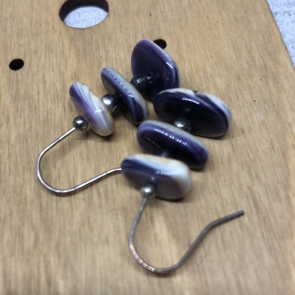 Vintage artisan sterling silver 925 shell earrings boho coastal beach dangle. - Picture 5 of 6